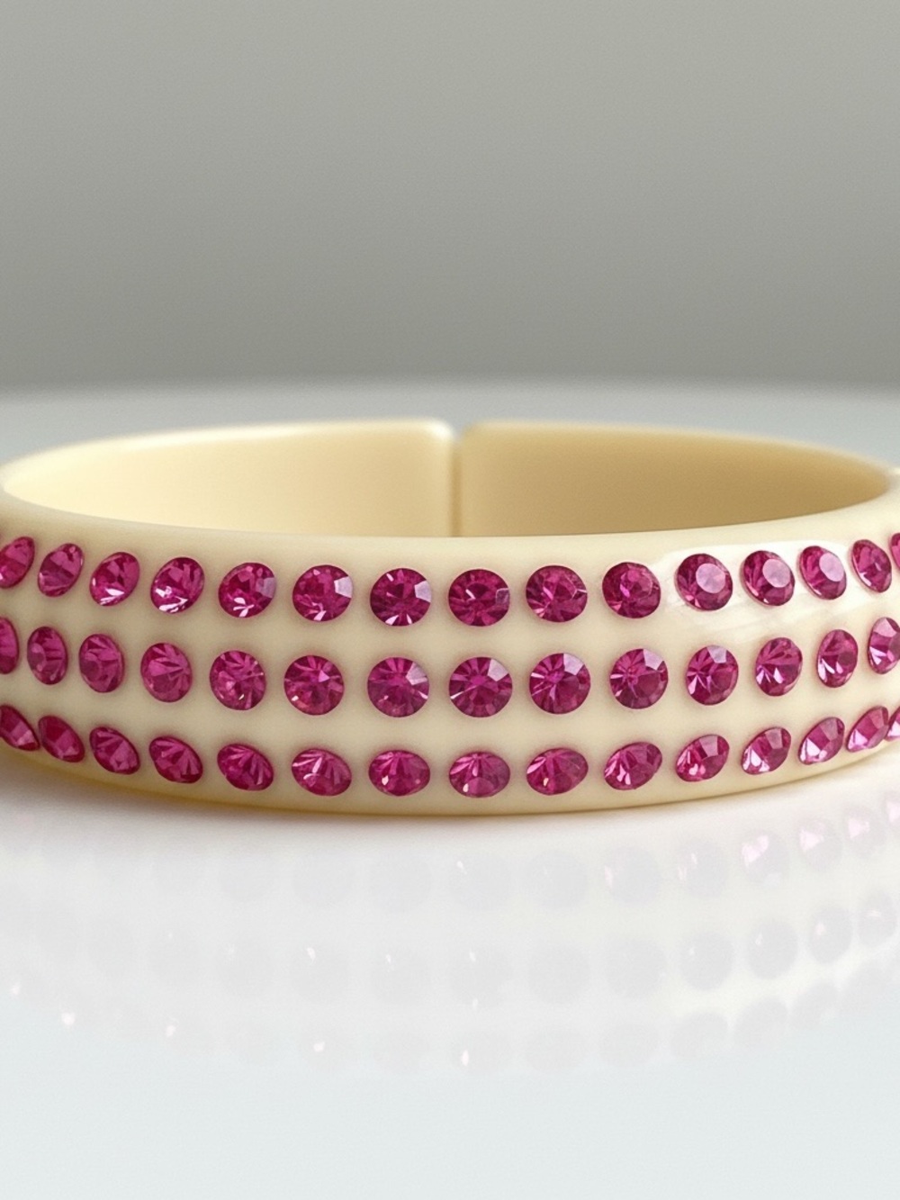 DANNIJO Clair Ivory Resin Pink
Crystal Hinged Bangle Bracelet